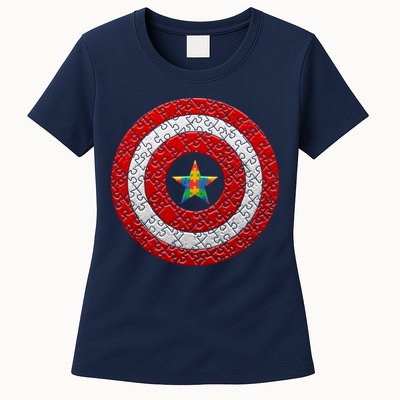 Autism Awareness Star Hero Shield Womens T-Shirt