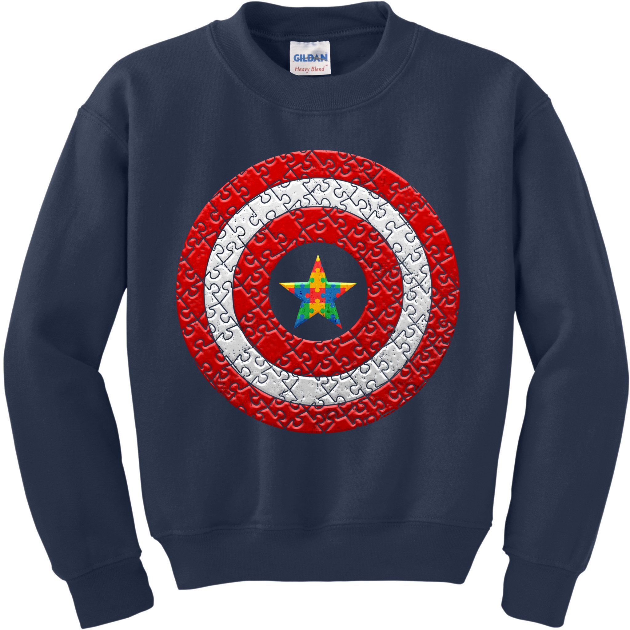 Autism Awareness Star Hero Shield Kids Sweatshirt