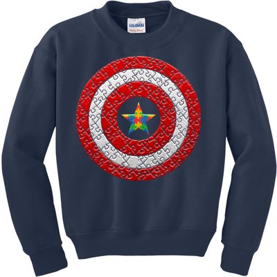 Autism Awareness Star Hero Shield Kids Sweatshirt