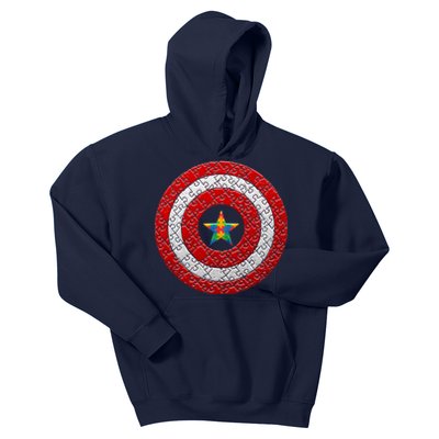 Autism Awareness Star Hero Shield Kids Hoodie