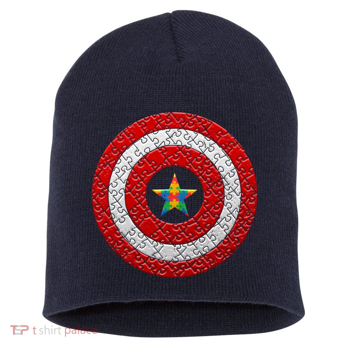 Autism Awareness Star Hero Shield Short Acrylic Beanie