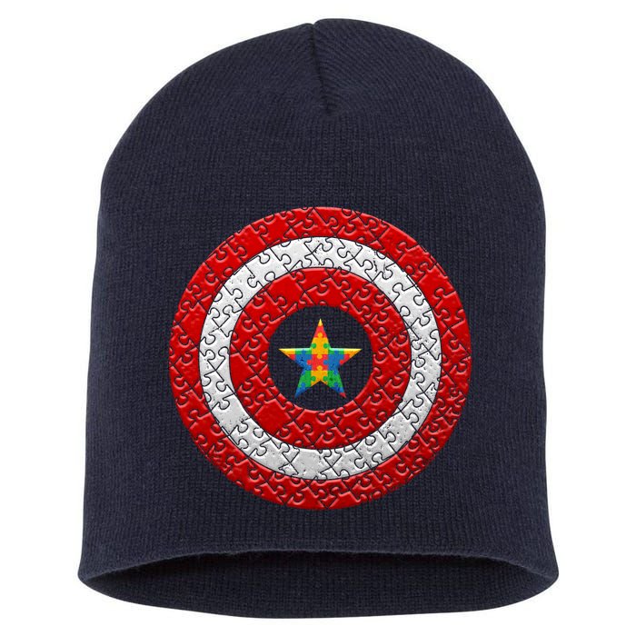 Autism Awareness Star Hero Shield Short Acrylic Beanie