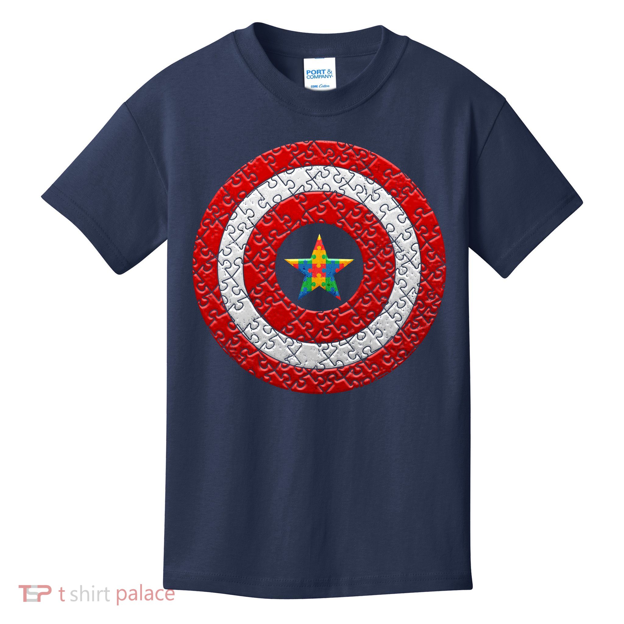Autism Awareness Star Hero Shield Kids T-Shirt