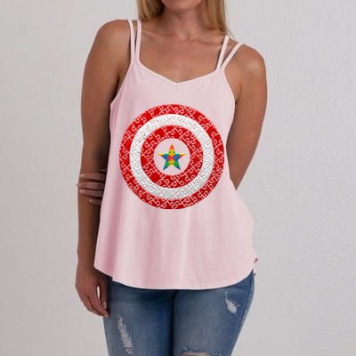 Autism Awareness Star Hero Shield Women's Strappy Tank