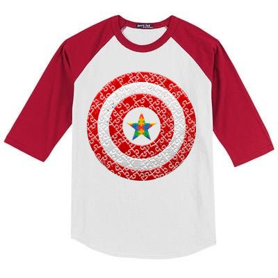 Autism Awareness Star Hero Shield Kids Colorblock Raglan Jersey