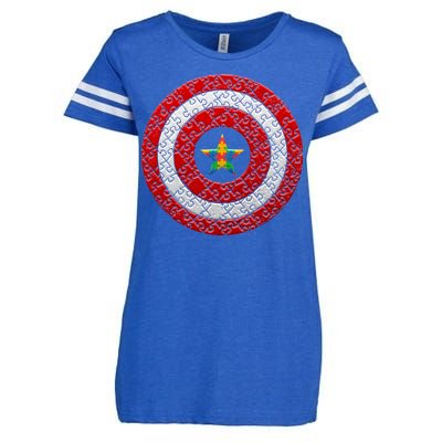 Autism Awareness Star Hero Shield Enza Ladies Jersey Football T-Shirt