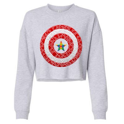 Autism Awareness Star Hero Shield Cropped Pullover Crew