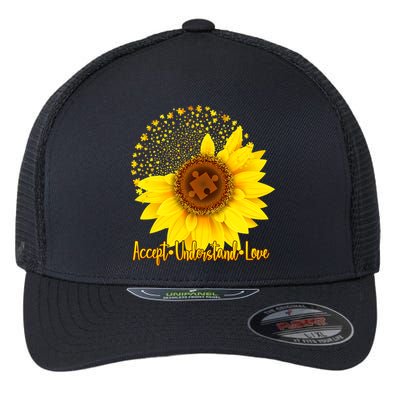 Autism Awareness Sunflower Puzzle Flexfit Unipanel Trucker Cap