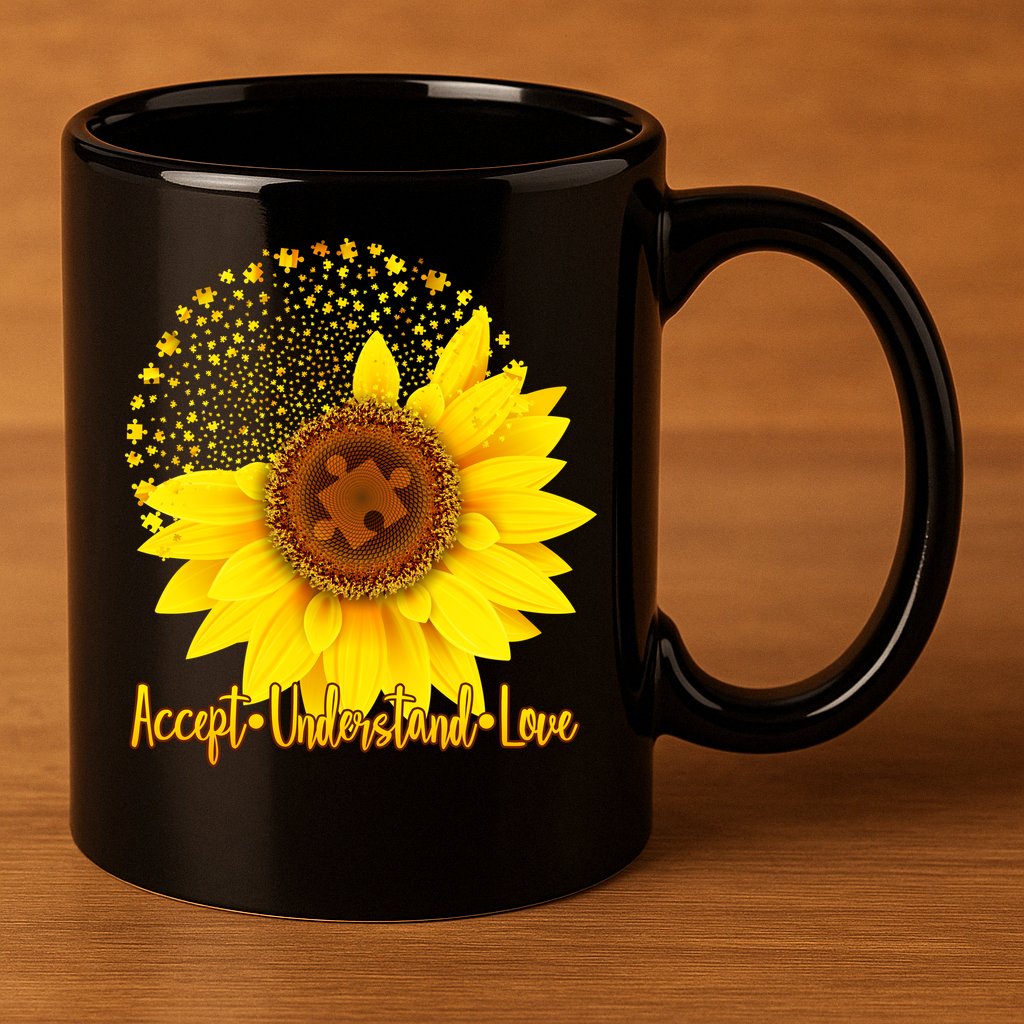 Autism Awareness Sunflower Puzzle 11oz C Handle Ceramic Mug