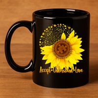 Autism Awareness Sunflower Puzzle 11oz C Handle Ceramic Mug