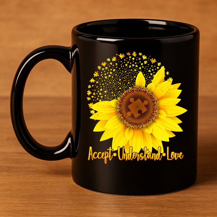Autism Awareness Sunflower Puzzle 11oz C Handle Ceramic Mug