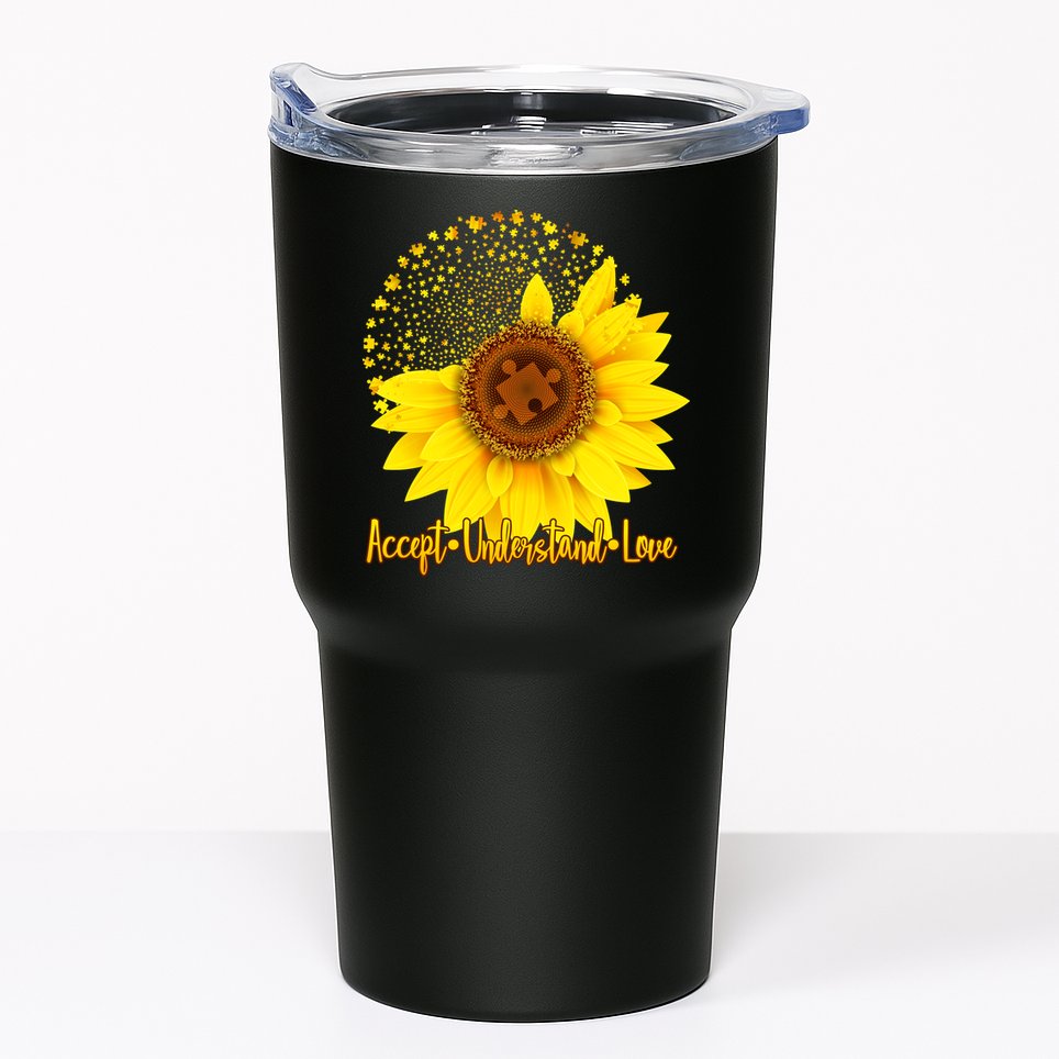 Autism Awareness Sunflower Puzzle Tumbler