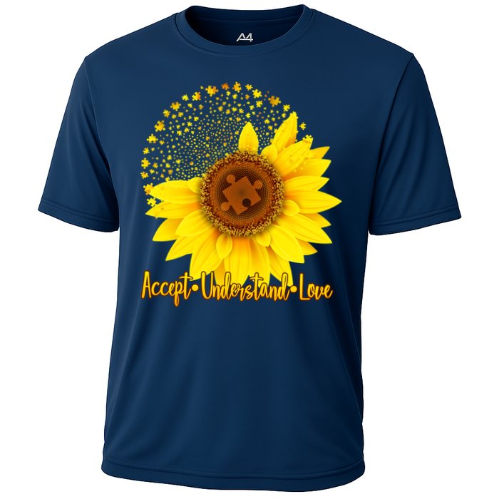 Autism Awareness Sunflower Puzzle Cooling Performance Crew T-Shirt