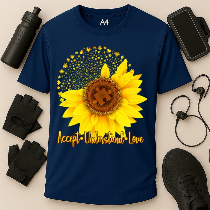 Autism Awareness Sunflower Puzzle Cooling Performance Crew T-Shirt