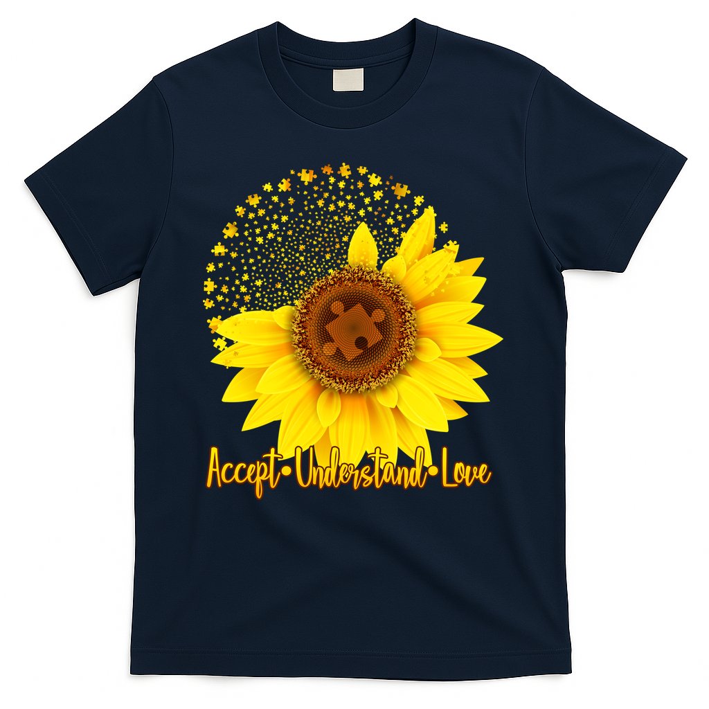 Autism Awareness Sunflower Puzzle T-Shirt
