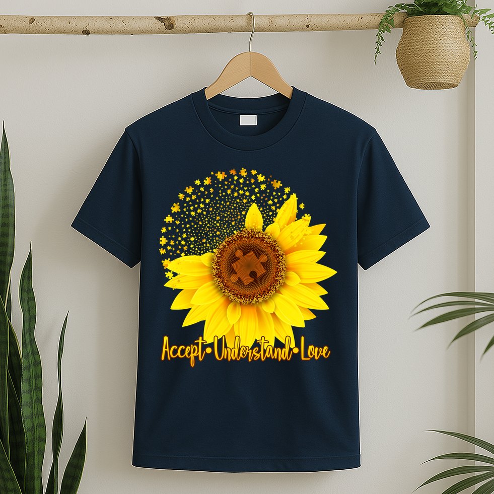 Autism Awareness Sunflower Puzzle T-Shirt