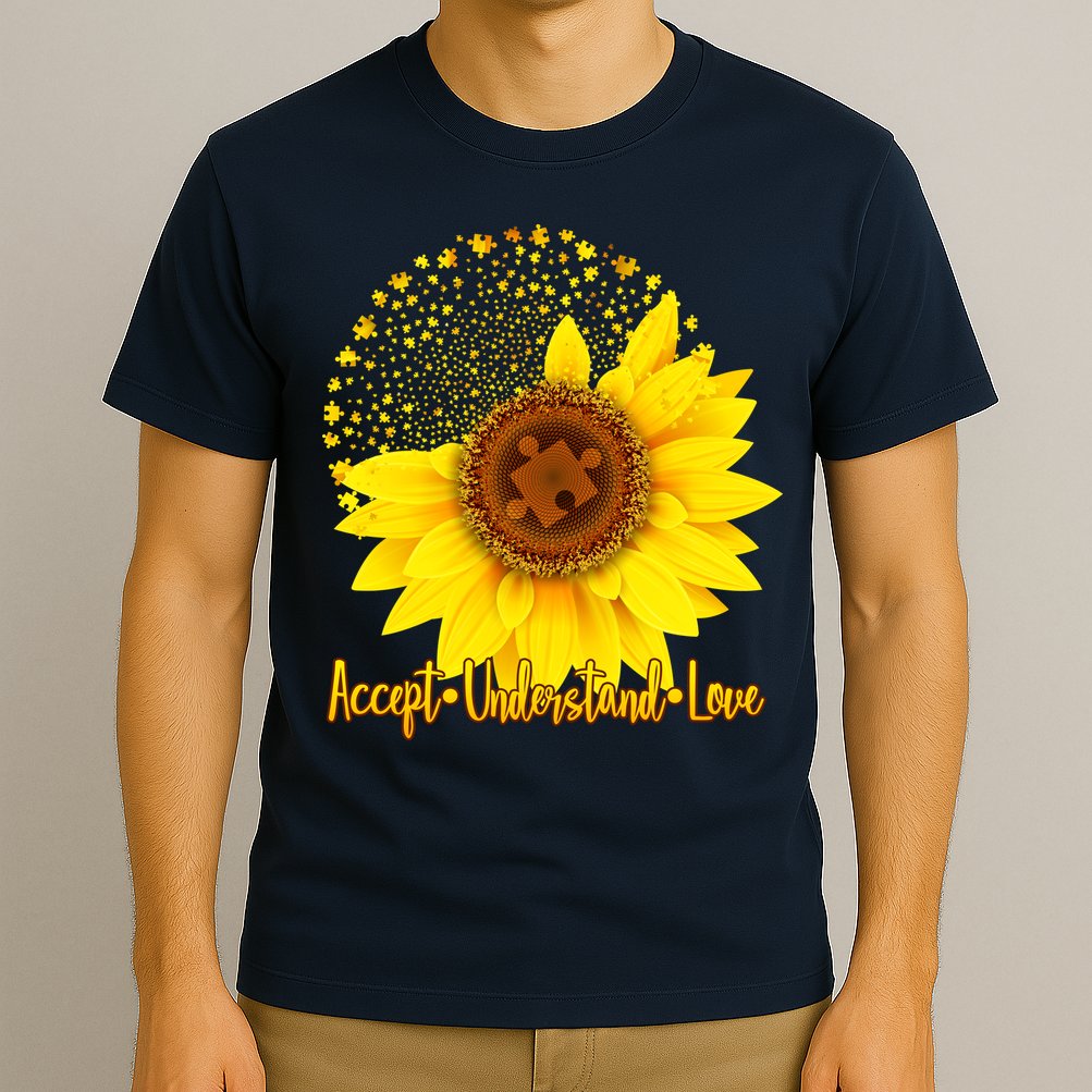 Autism Awareness Sunflower Puzzle T-Shirt
