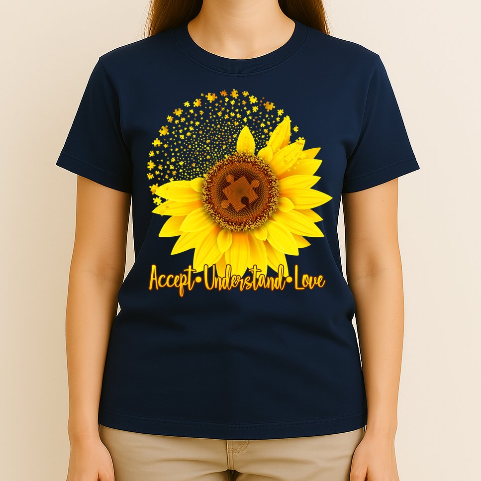 Autism Awareness Sunflower Puzzle T-Shirt