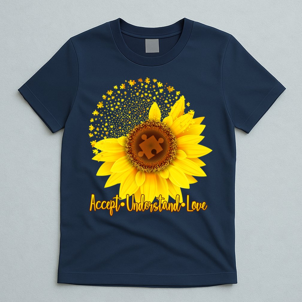 Autism Awareness Sunflower Puzzle T-Shirt