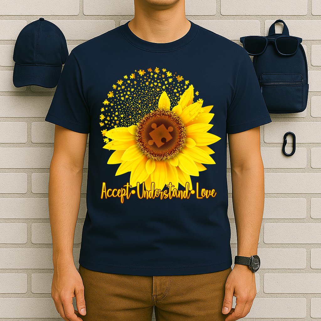 Autism Awareness Sunflower Puzzle T-Shirt