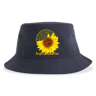 Autism Awareness Sunflower Puzzle Sustainable Bucket Hat