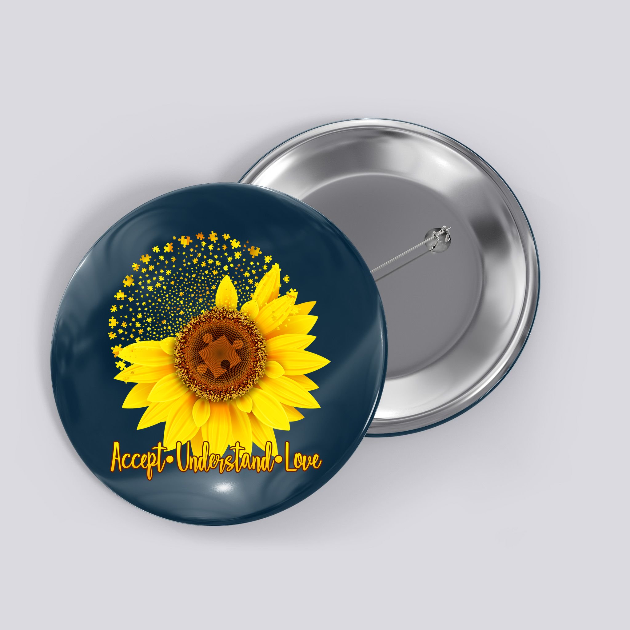 Autism Awareness Sunflower Puzzle Button