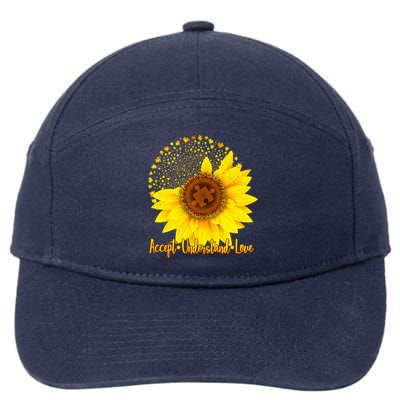 Autism Awareness Sunflower Puzzle 7-Panel Snapback Hat