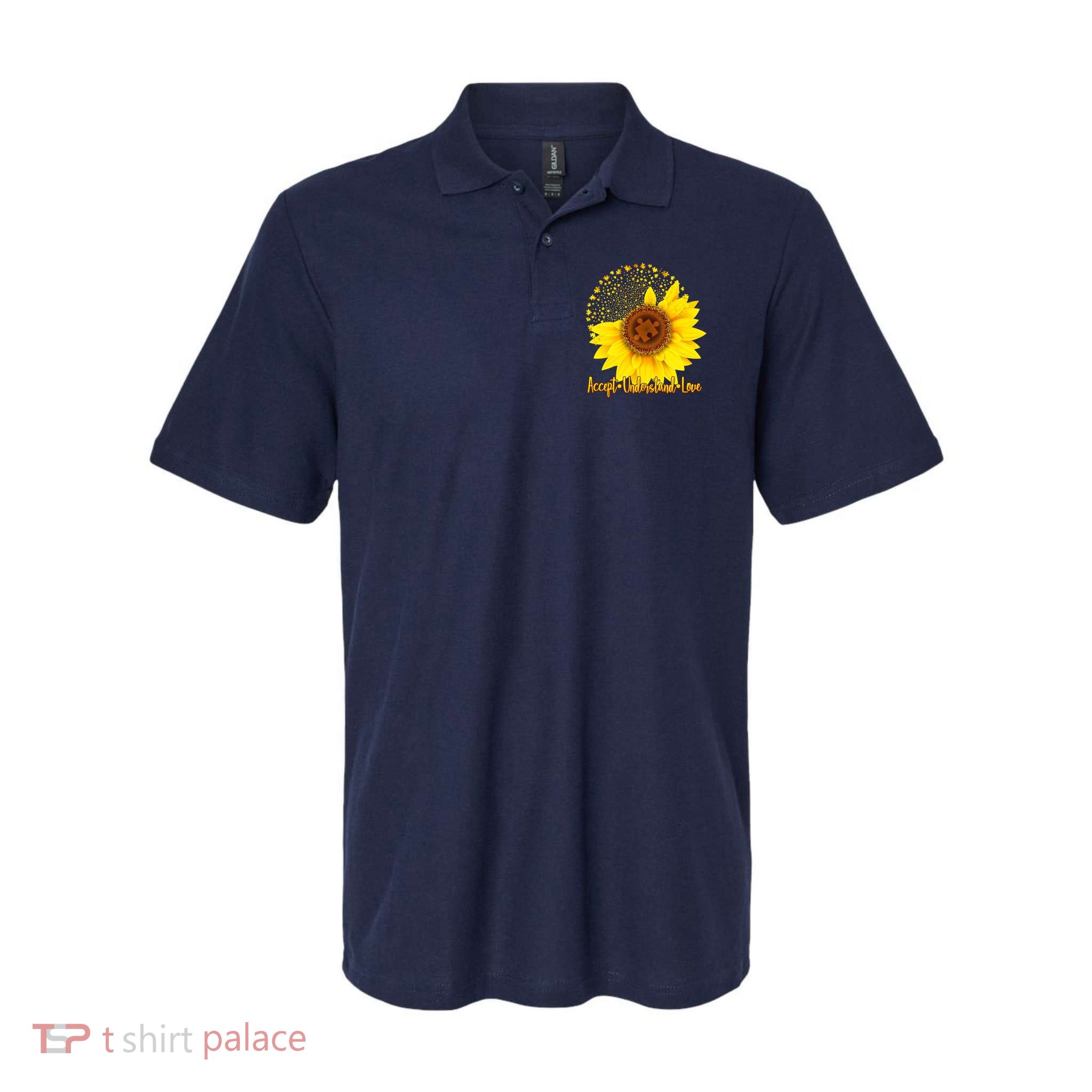 Autism Awareness Sunflower Puzzle Polo
