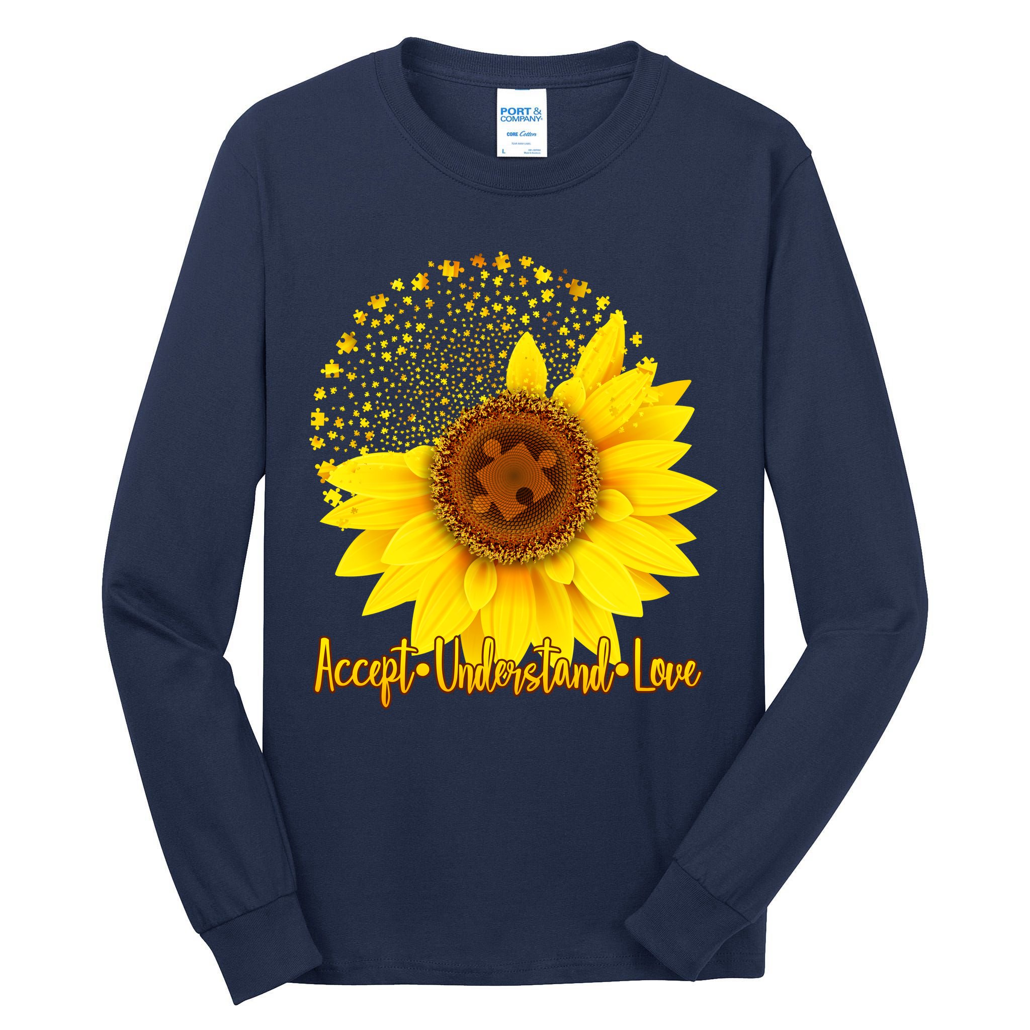 Autism Awareness Sunflower Puzzle Tall Long Sleeve T-Shirt
