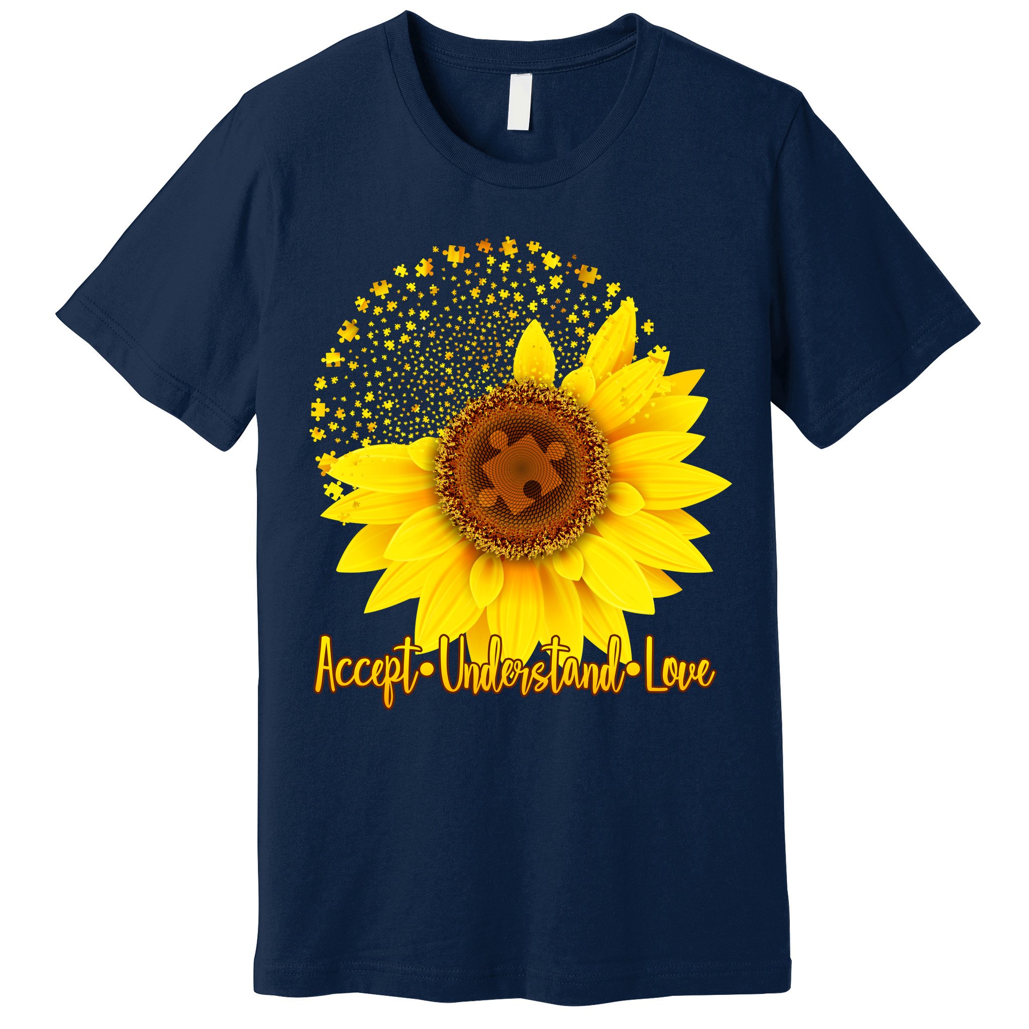 Autism Awareness Sunflower Puzzle Premium T-Shirt