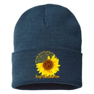 Autism Awareness Sunflower Puzzle Sustainable Knit Beanie