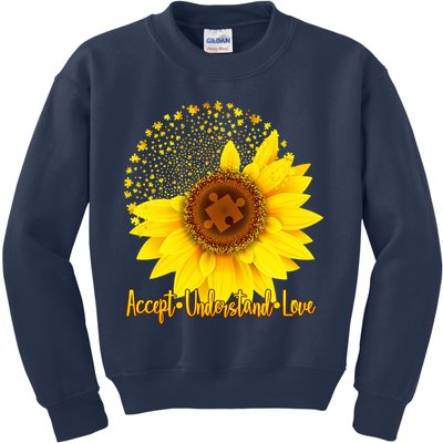 Autism Awareness Sunflower Puzzle Kids Sweatshirt