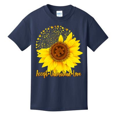 Autism Awareness Sunflower Puzzle Kids T-Shirt
