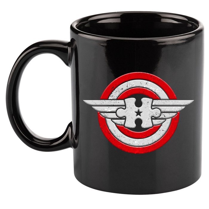 Autism Awareness Superhero Shield Crest 11oz C Handle Ceramic Mug