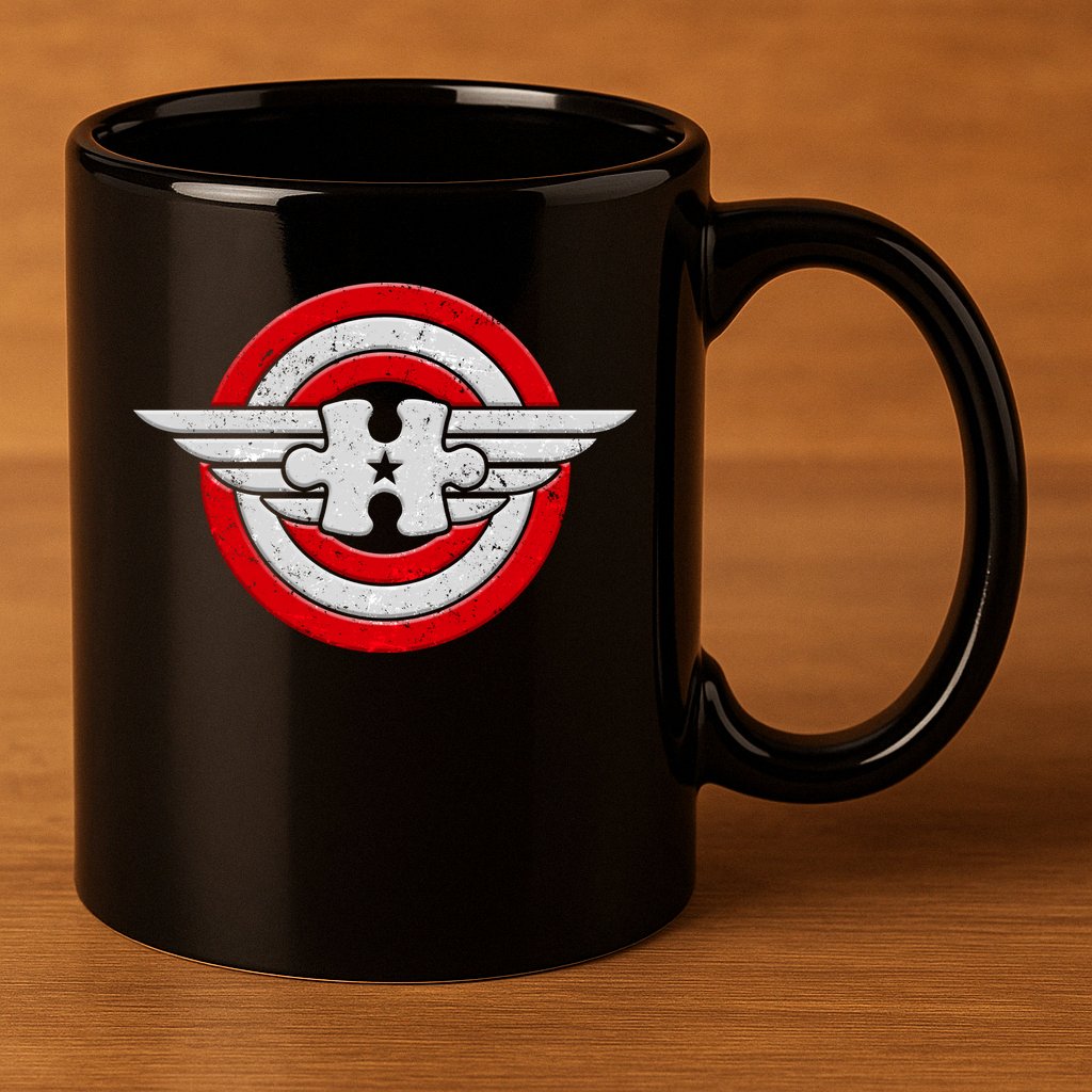Autism Awareness Superhero Shield Crest 11oz C Handle Ceramic Mug