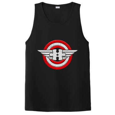Autism Awareness Superhero Shield Crest PosiCharge Competitor Tank