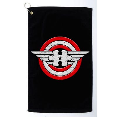 Autism Awareness Superhero Shield Crest Golf Towel