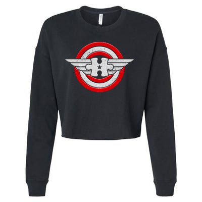 Autism Awareness Superhero Shield Crest Cropped Pullover Crew