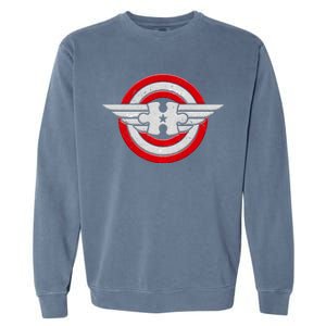 Autism Awareness Superhero Shield Crest Garment-Dyed Sweatshirt