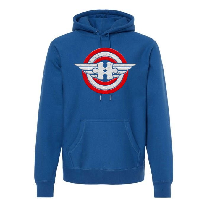 Autism Awareness Superhero Shield Crest Premium Hoodie