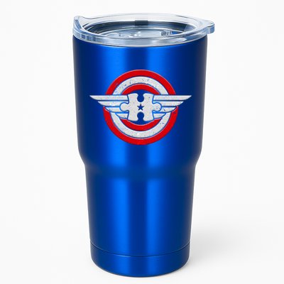 Autism Awareness Superhero Shield Crest Tumbler