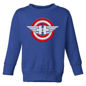 Autism Awareness Superhero Shield Crest Toddler Sweatshirt