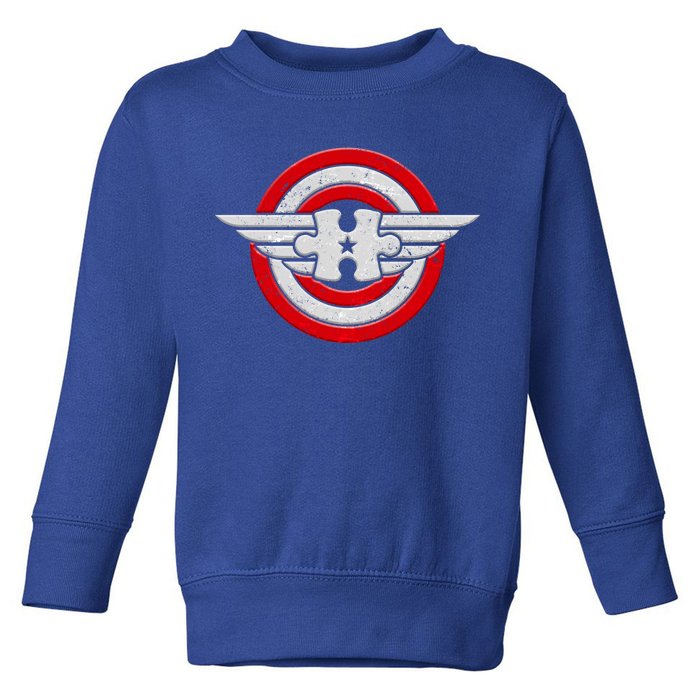 Autism Awareness Superhero Shield Crest Toddler Sweatshirt