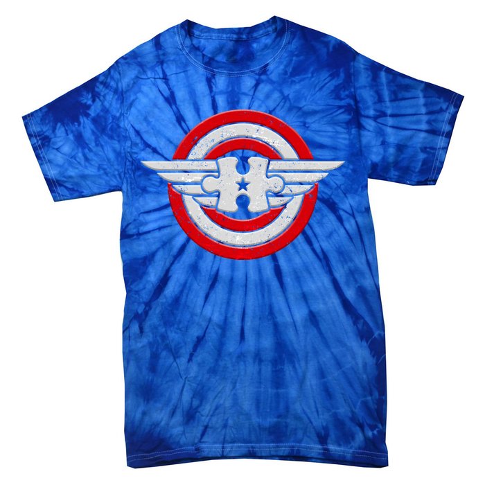 Autism Awareness Superhero Shield Crest Tie-Dye T-Shirt