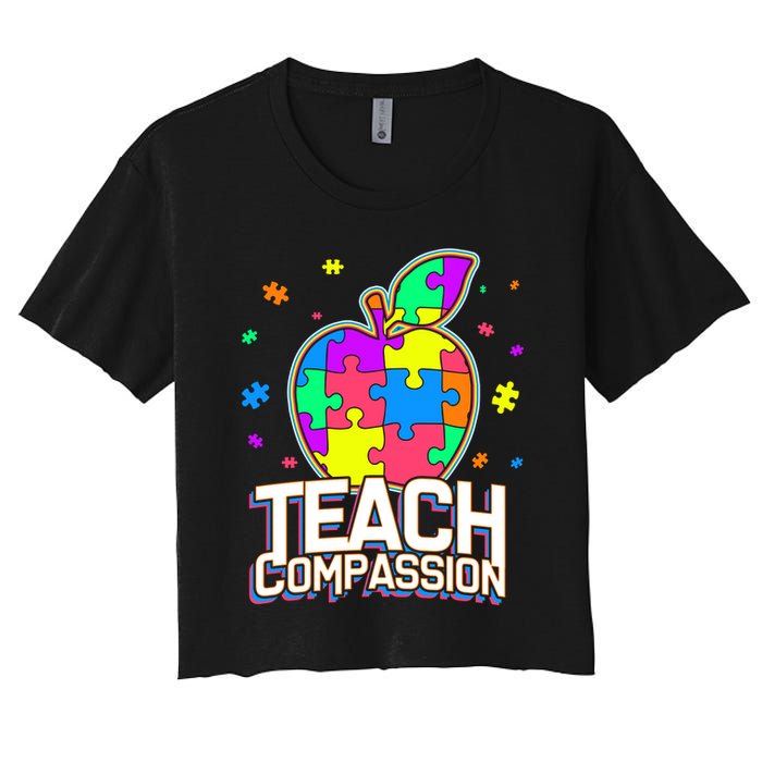 Autism Awareness Teach Compassion Women's Crop Top Tee