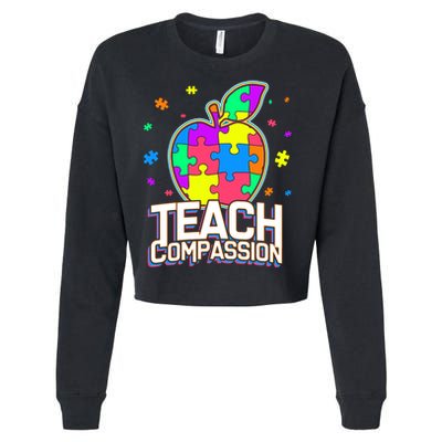 Autism Awareness Teach Compassion Cropped Pullover Crew