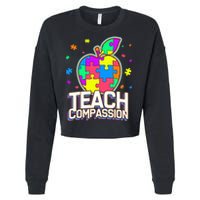 Autism Awareness Teach Compassion Cropped Pullover Crew