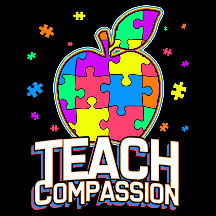 Autism Awareness Teach Compassion Cropped Pullover Crew