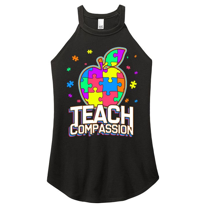 Autism Awareness Teach Compassion Women's Perfect Tri Rocker Tank