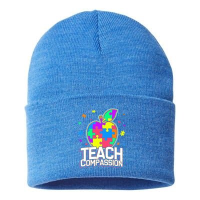Autism Awareness Teach Compassion Sustainable Knit Beanie